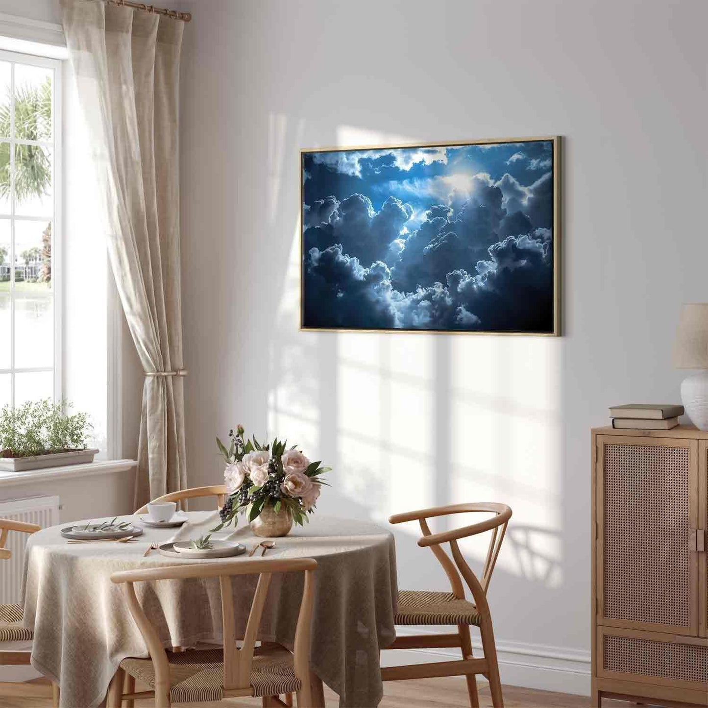 Leinwandbild - Animated Scenery: The Sun Battling with Clouds