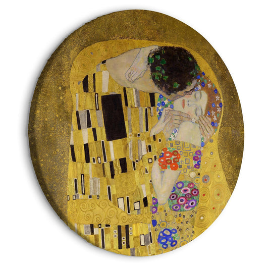 Rundes Bild - Kiss - Gustav Klimt - A Couple in Love in a Passionate Embrace Artgeist