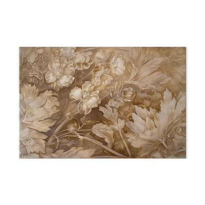 Leinwandbild - Floral Ornaments Carved in Delicate Sepia and Brown Shades