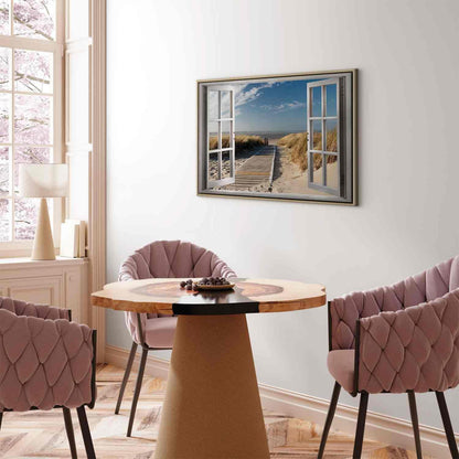Leinwandbild - Window: View of the Beach Artgeist