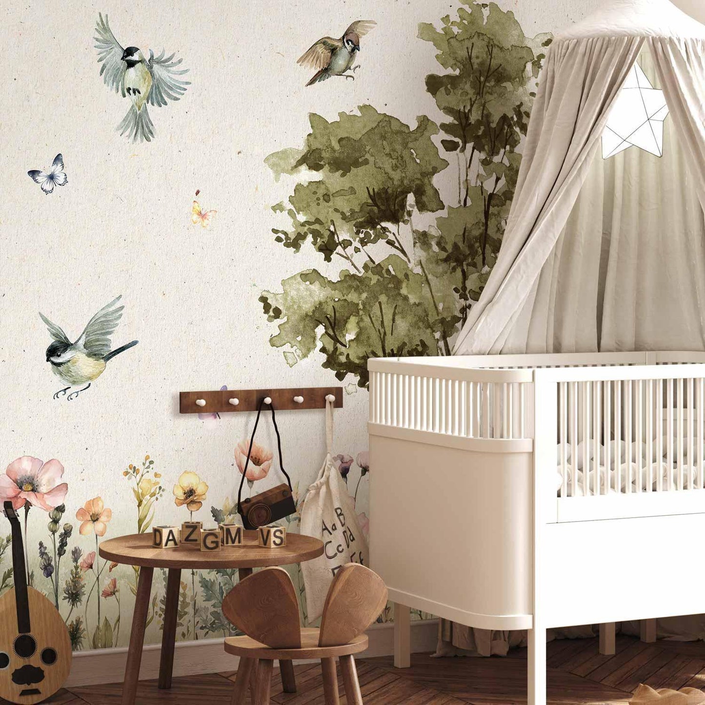 Fototapete - Spring Meadow - a Clearing With Flowers Painted in Watercolours