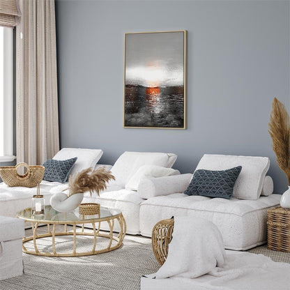 Leinwandbild - Reflection of Colors (1-part) - Sunset in Painted Abstract Background