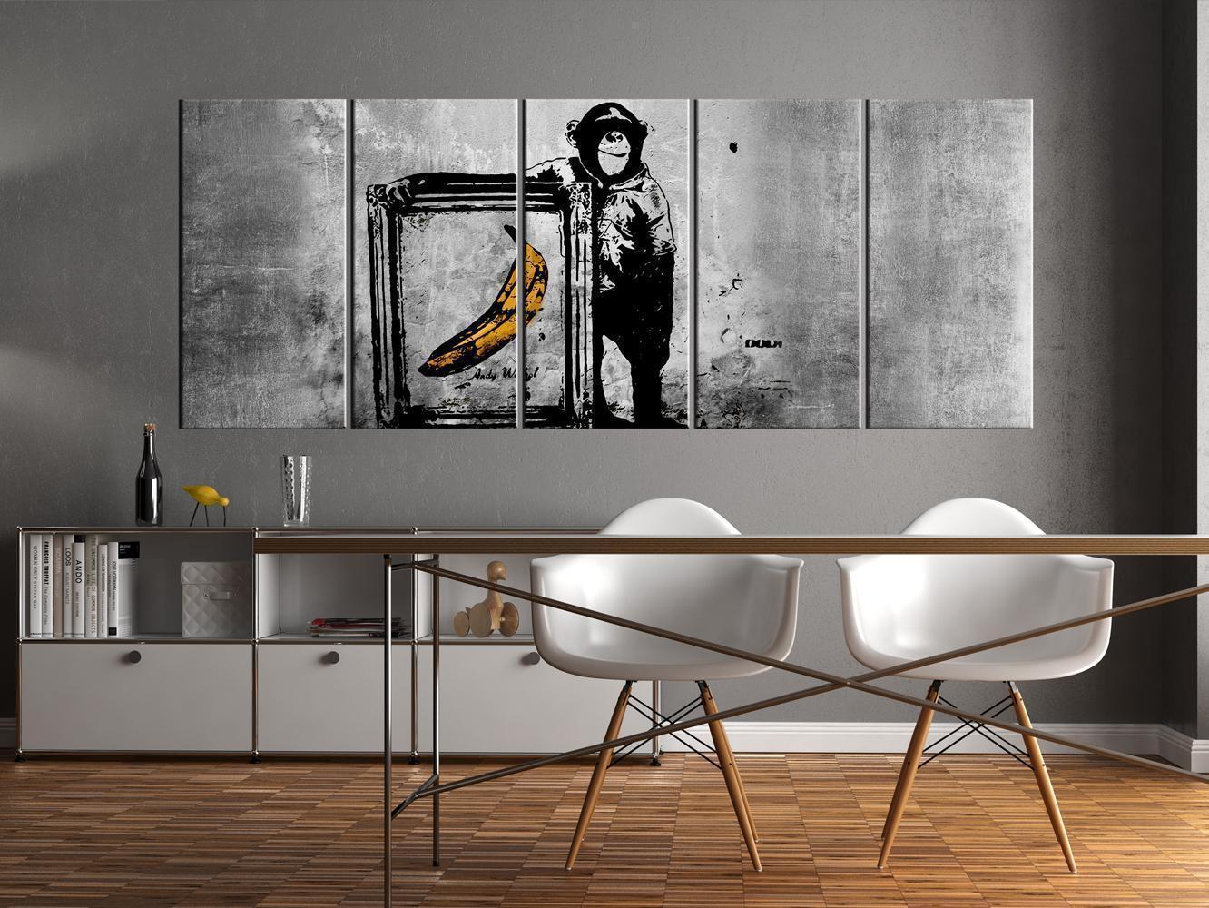 Leinwandbild - Banksy: Monkey with Frame Artgeist