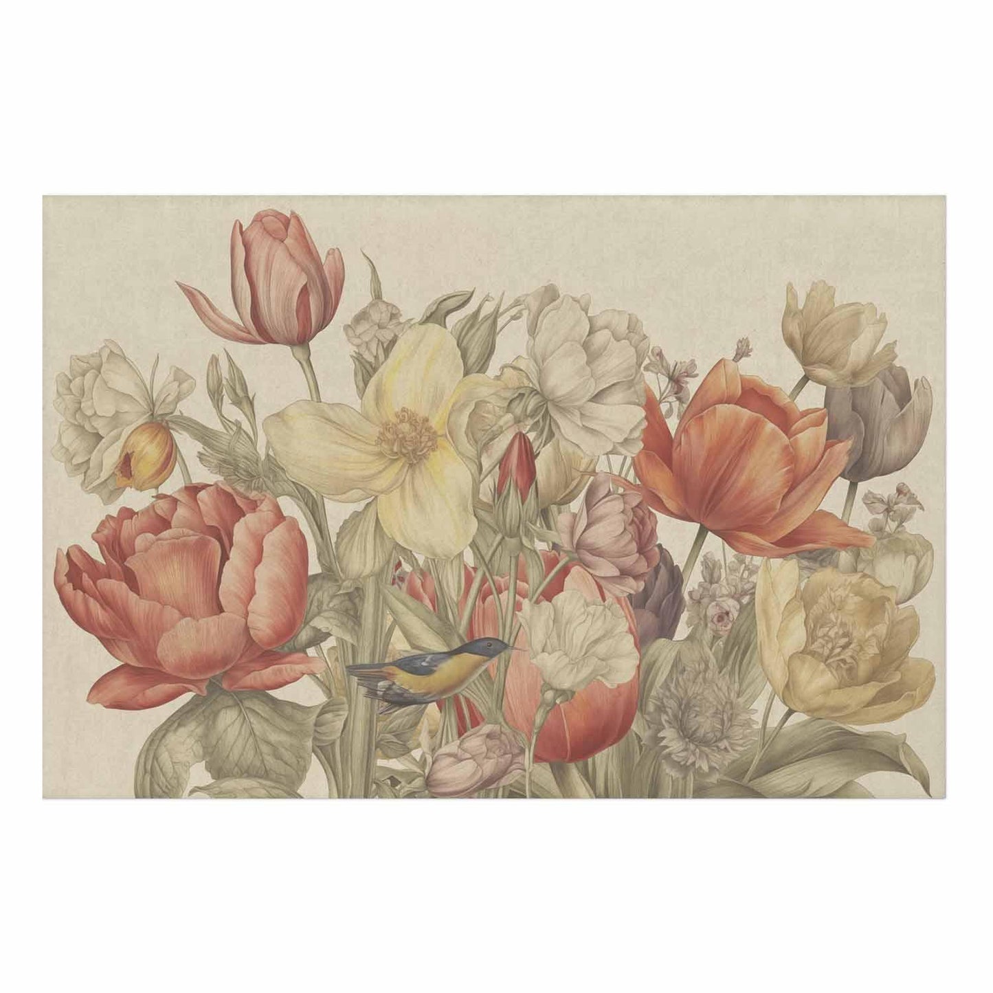 Poster - Flower Bouquet on a Cream Background