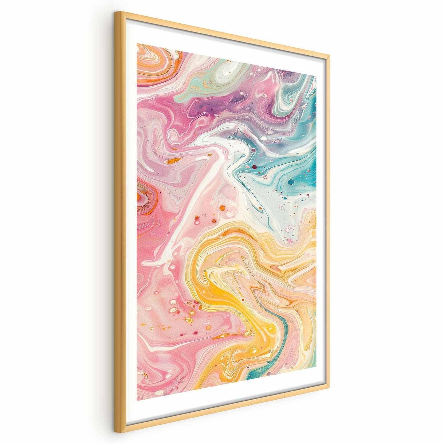 Poster - Colorful Chaos - dynamic shapes in shades of pink, yellow, and blue Artgeist