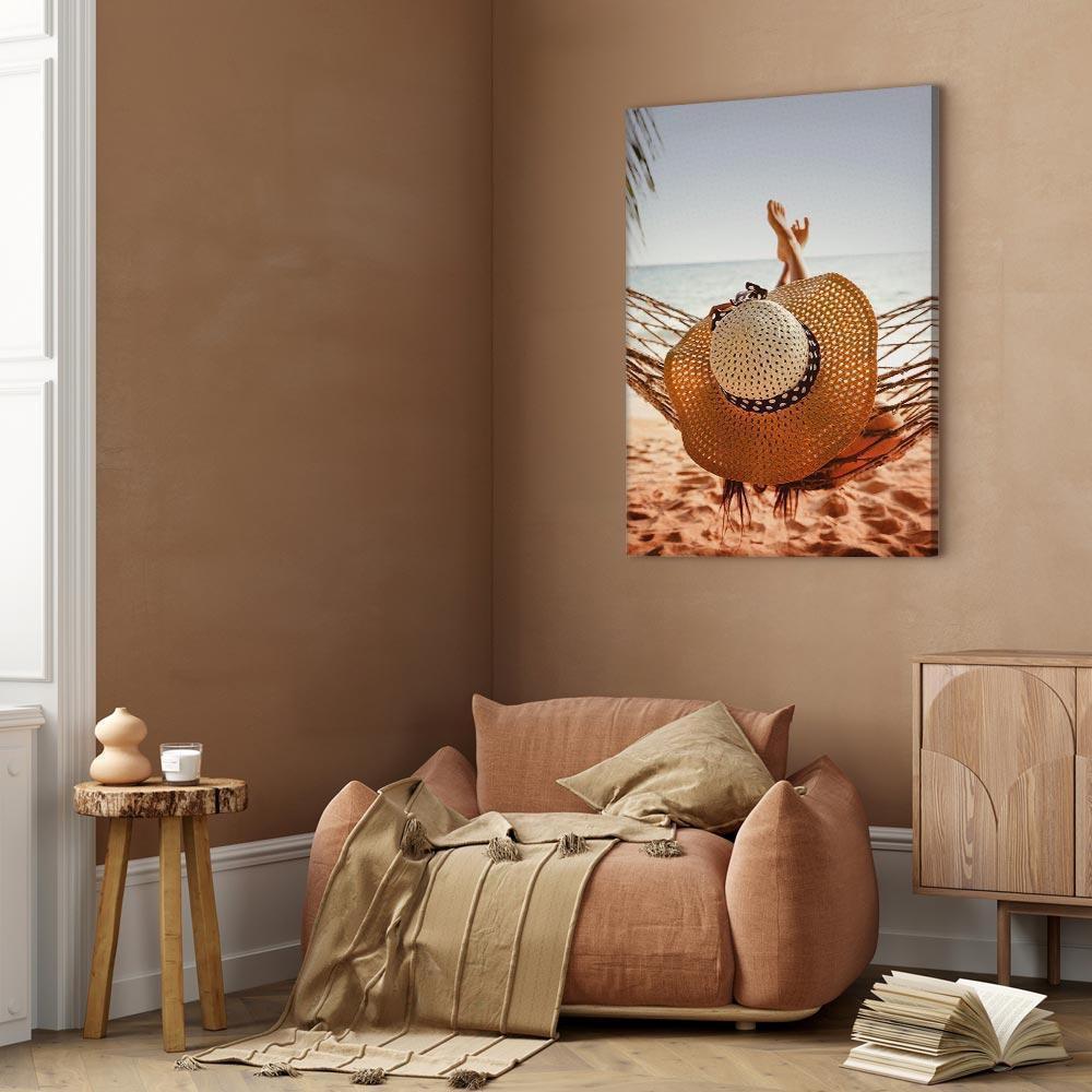 Leinwandbild - Hammock on the Beach (1 Part) Vertical