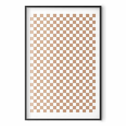 Poster - Geometry and Browns - a chessboard pattern in neutral shades