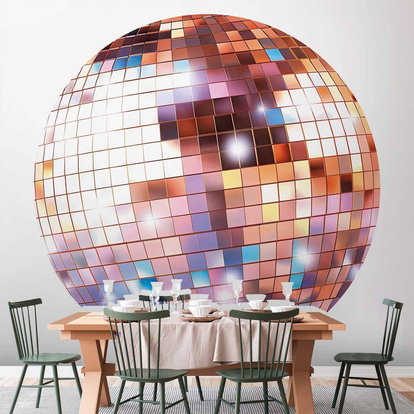 Runde Fototapete - Rose gold disco ball