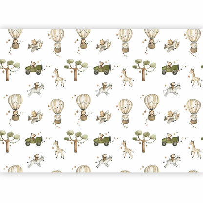 Fototapete - Africa for Toddler - Animals on Savannah in Watercolour Technique