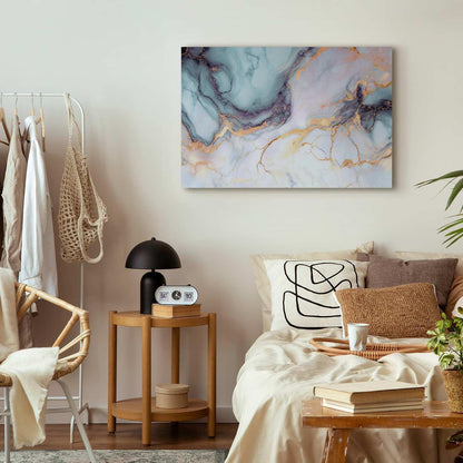 Leinwandbild - Pastel stones - pink and blue structures on a marble base