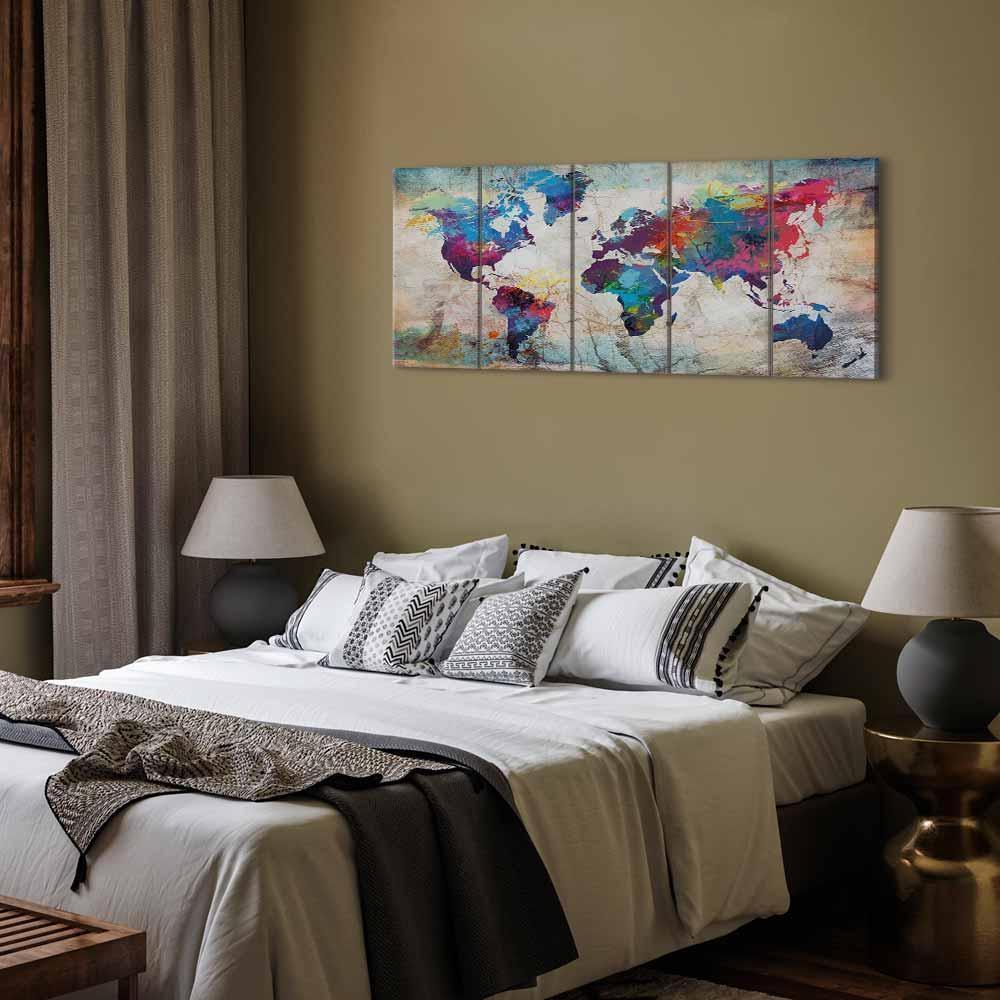 Leinwandbild - World Map: Cracked Wall