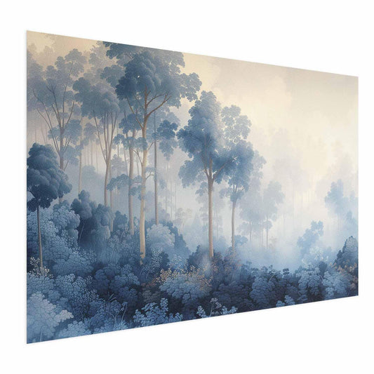 Poster - Forest in Misty Blue Shades Artgeist
