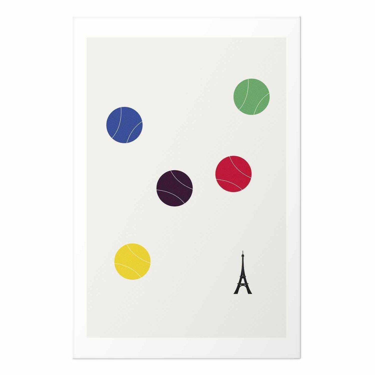 Poster - Eiffel Tower and Colorful Tennis Balls