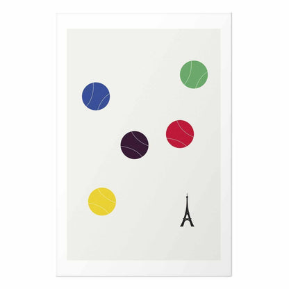 Poster - Eiffel Tower and Colorful Tennis Balls