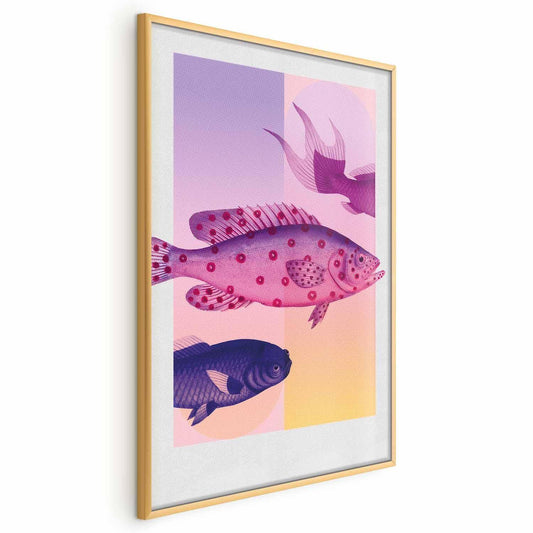 Poster - Fantastic Fish - artistic illustration of fish on a colorful background Artgeist