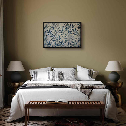 Leinwandbild - Leaves in Blue Color Delicate Botanical Motif Artgeist