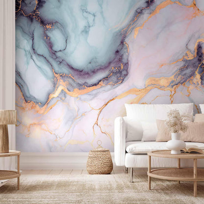 Fototapete - Pastel Stones - Pink and Blue Marble-based Structures Artgeist