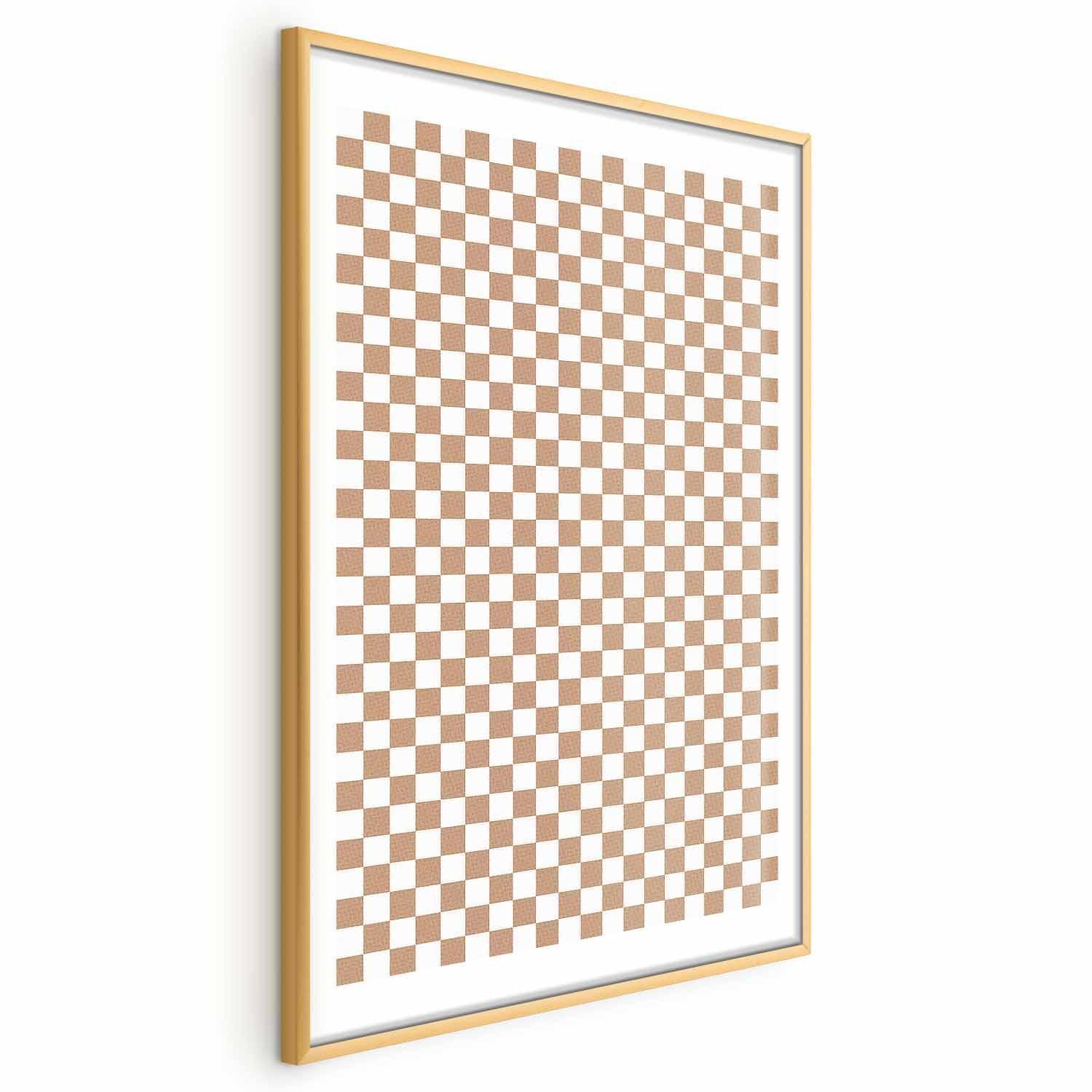 Poster - Geometry and Browns - a chessboard pattern in neutral shades Artgeist