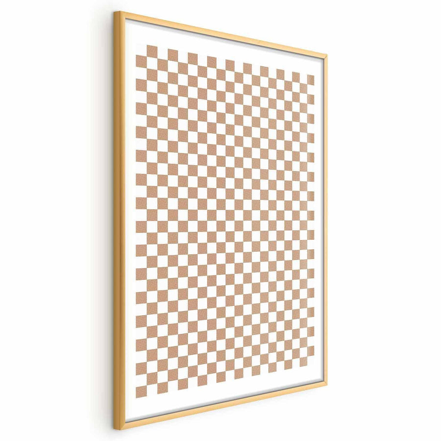 Poster - Geometry and Browns - a chessboard pattern in neutral shades Artgeist