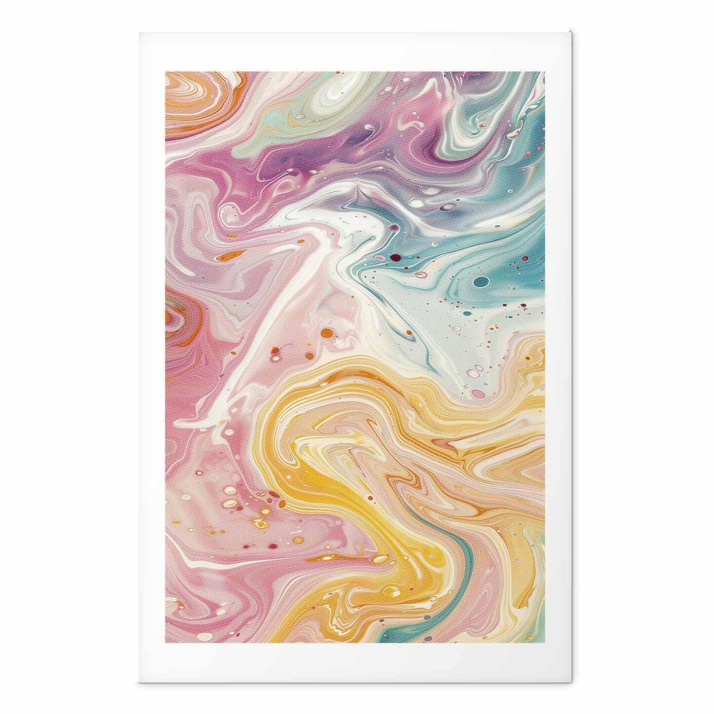 Poster - Colorful Chaos - dynamic shapes in shades of pink, yellow, and blue
