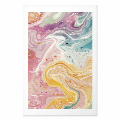 Poster - Colorful Chaos - dynamic shapes in shades of pink, yellow, and blue