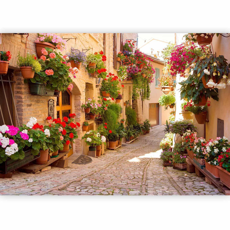 Fototapete Italienische Gasse – Spello Wandtapete mit mediterranem Flair