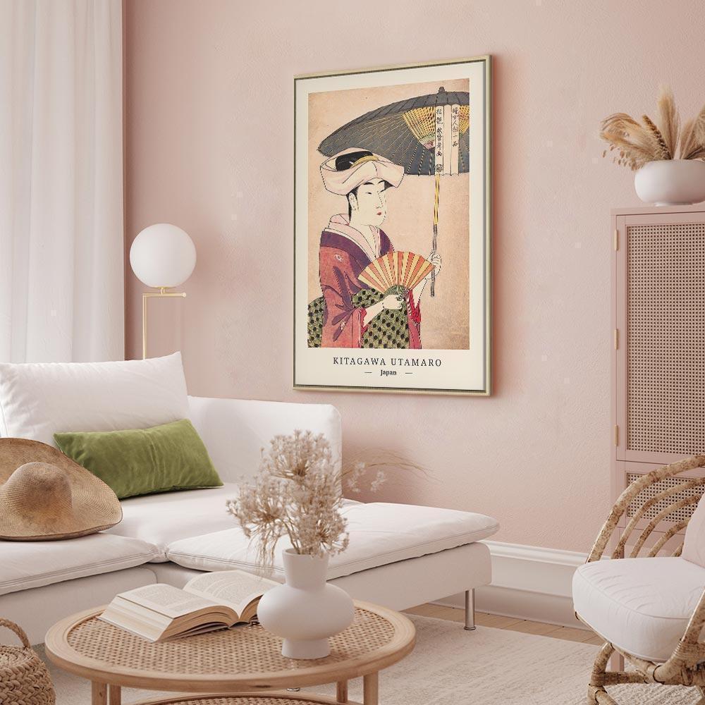 Leinwandbild - Woman With an Umbrella (1 Part) Vertical