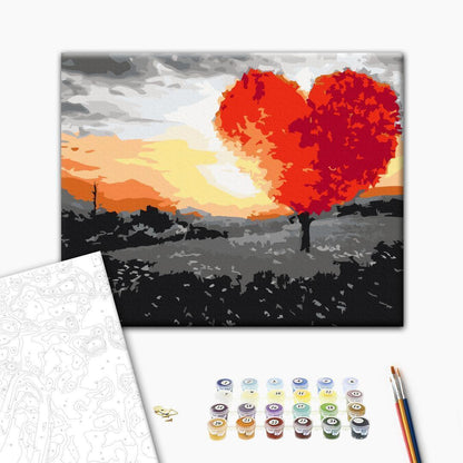 Malen nach Zahlen - Heart-Shaped Tree (Sunrise)