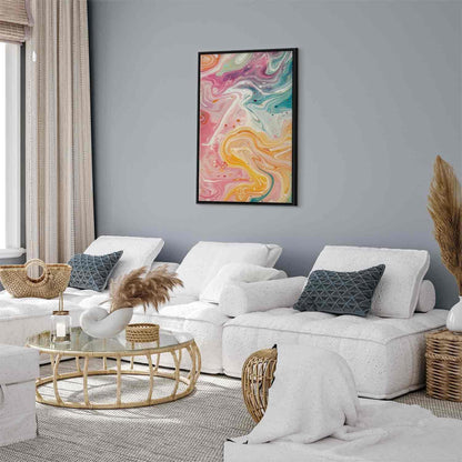 Leinwandbild - Colorful Chaos - Dynamic Shapes in Shades of Pink Yellow and Blue Artgeist