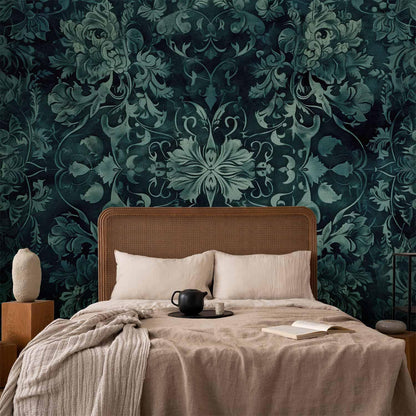 Fototapete - Oriental Pattern Carpet: Emerald Ornaments and Worn Patterns