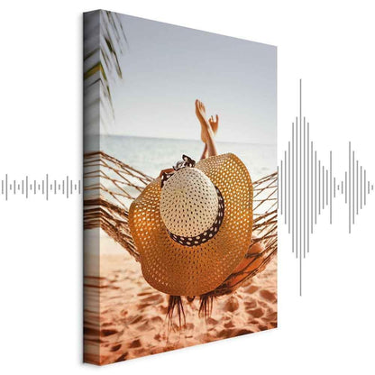 Leinwandbild - Hammock on the Beach (1 Part) Vertical