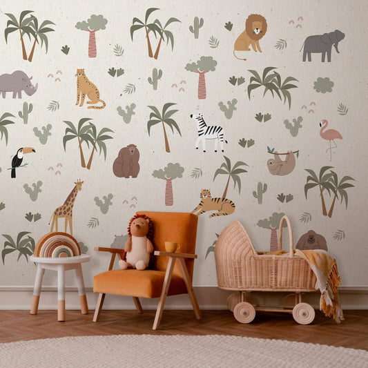 tapete - Safari-Tiere für Kinderzimmer