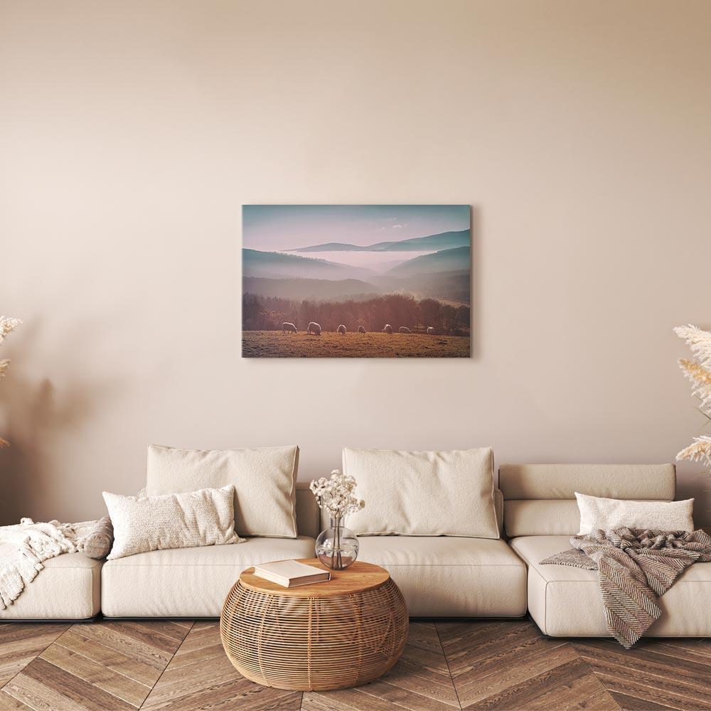 Leinwandbild - Sheep in Mountain Landscape (1-part) - Animals in Nature