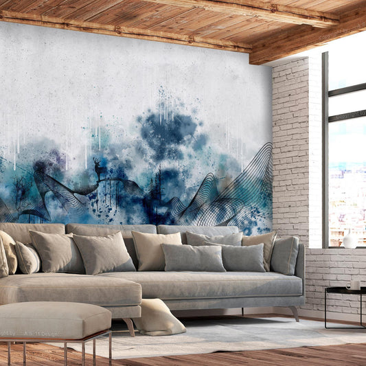 Fototapete - Abstract wave - minimalist composition with blue pattern Artgeist