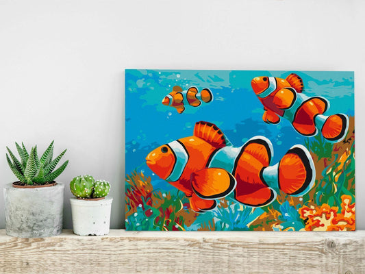 Goldfische Wandbild zum Ausmalen - Beruhigende Unterwasserwelt mit nummerierten Feldern für entspannende Malstunden - Sawelt