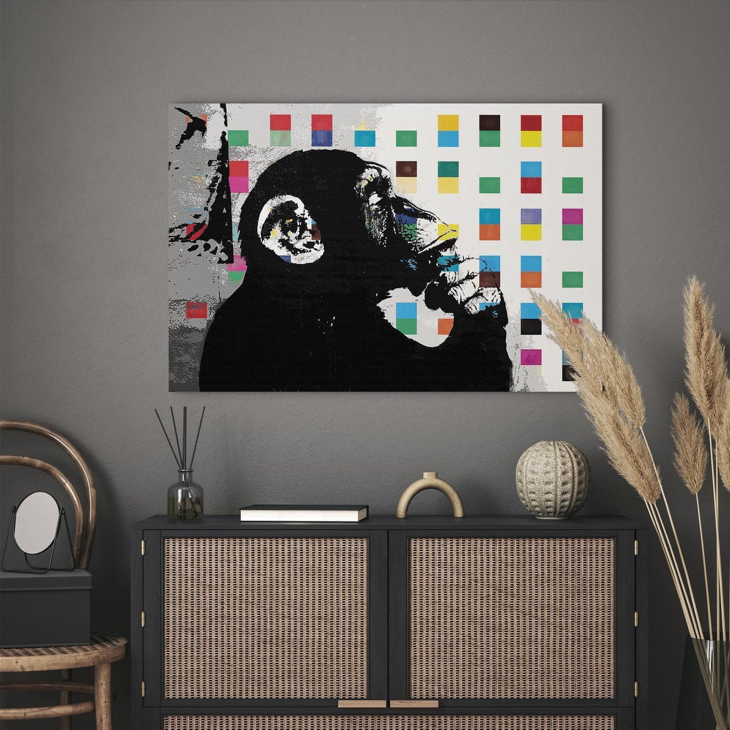 Leinwandbild - Banksy The Thinker Monkey Artgeist