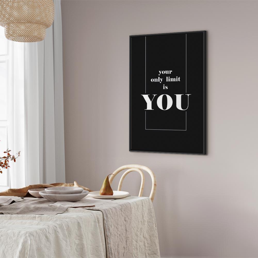 Leinwandbild - Key to Success (1-part) - Black and White English Inscriptions