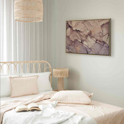 Leinwandbild - Watercolour abstraction - powder pink marble with gold accents