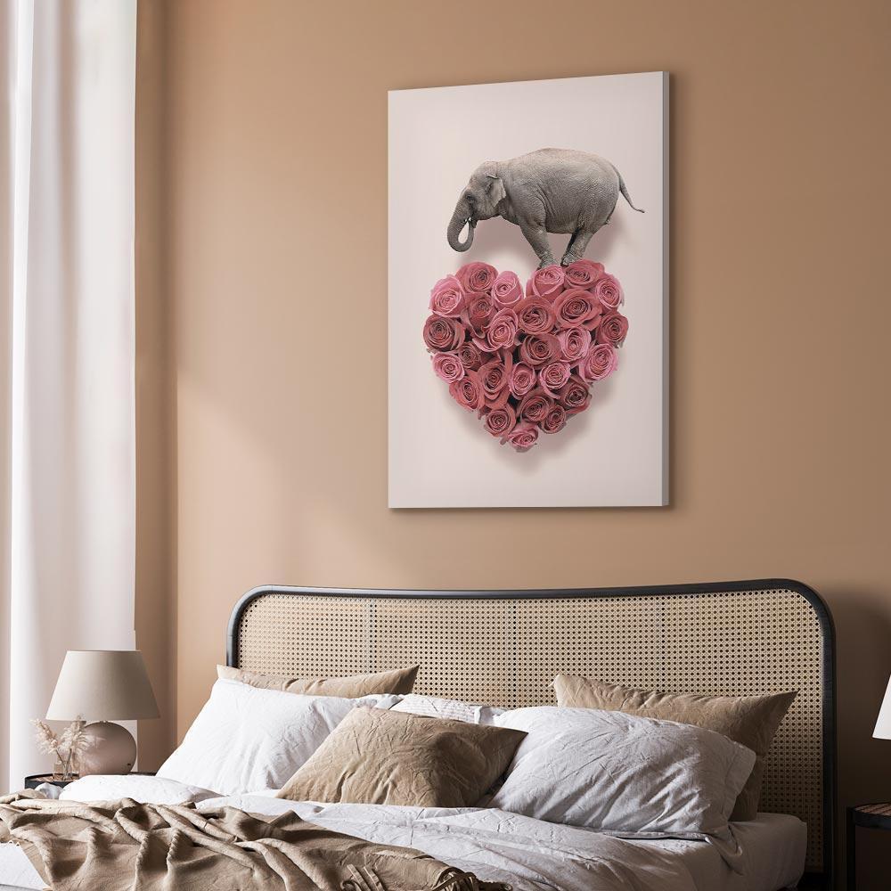 Leinwandbild - Elephant Lover (1-part) - Elephant Amid Pink Flowers