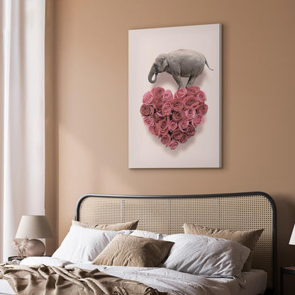 Leinwandbild - Elephant Lover (1-part) - Elephant Amid Pink Flowers