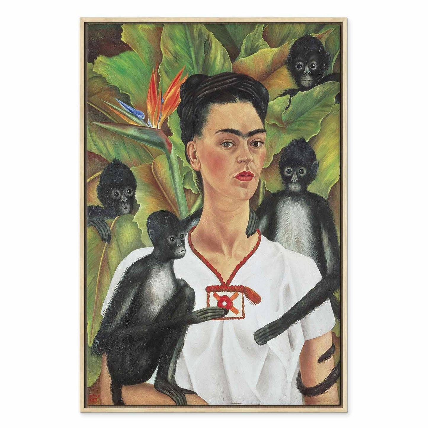 Leinwandbild - Frida Kahlo – Self-Portrait with Monkeys