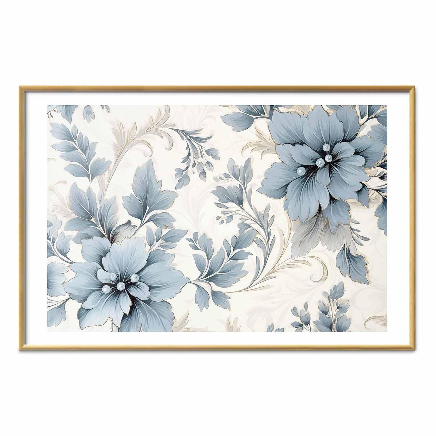 Poster - Turquoise Ornamental Retro Flowers