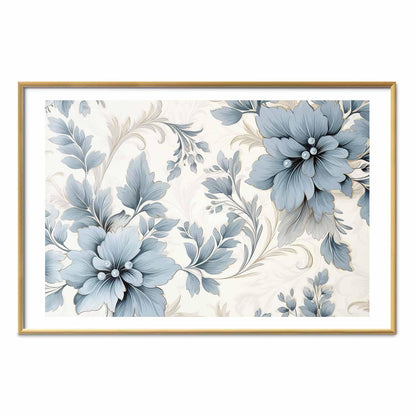 Poster - Turquoise Ornamental Retro Flowers