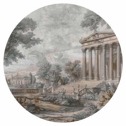 Runde Fototapete - Temple on a hill - Greek architecture in subdued colours