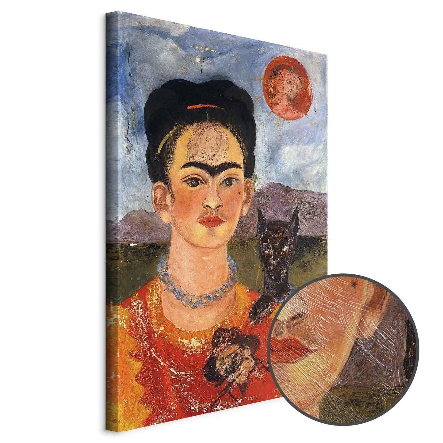 Leinwandbild - Frida Kahlo – Self-Portrait with Diego on My Breast