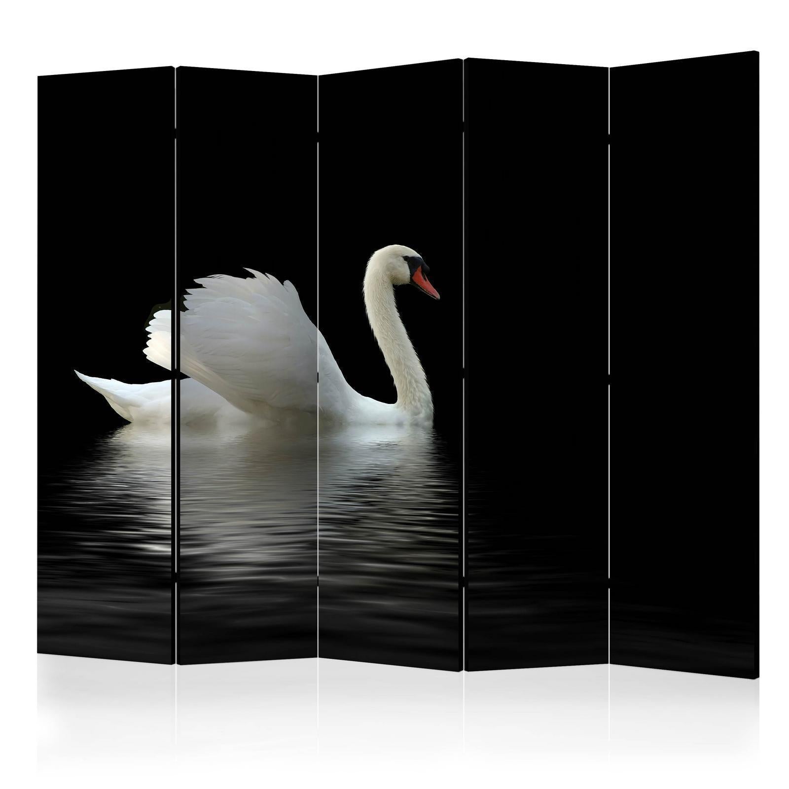 Paravent - swan (black and white) II Artgeist