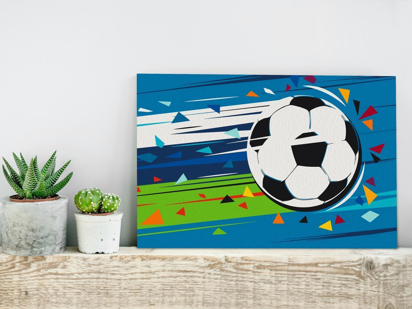 Malen nach Zahlen Shoot and Goal! - Detailansicht des actionreichen Sport-Motivs