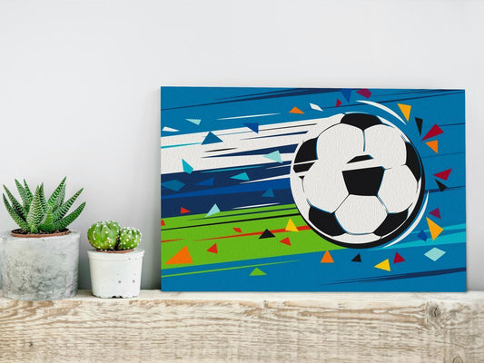 Malen nach Zahlen Shoot and Goal! - Detailansicht des actionreichen Sport-Motivs
