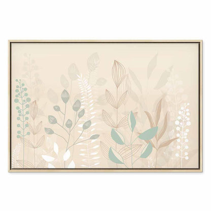Leinwandbild - Morning in the Meadow - Various Pastel Plants on a Beige Background