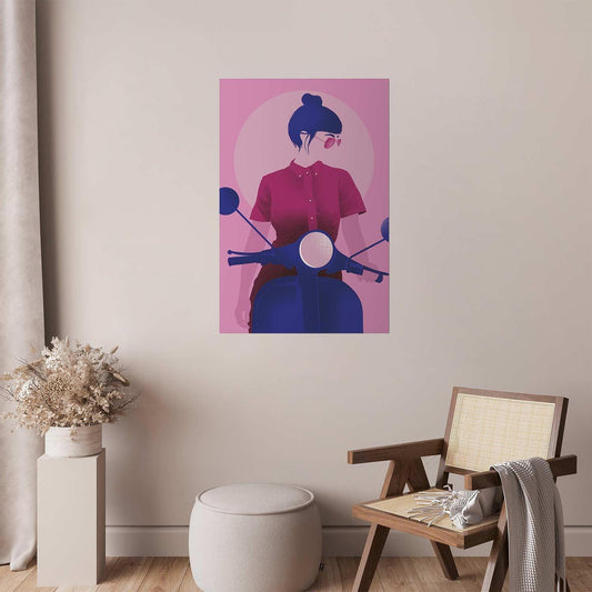 Poster - Woman on a Scooter Artgeist